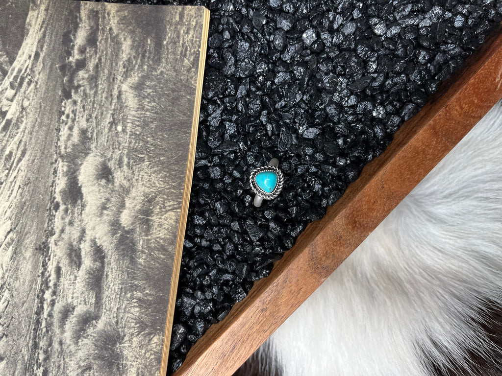 Faux Silver and Turquoise Adjustable Triangle Ring