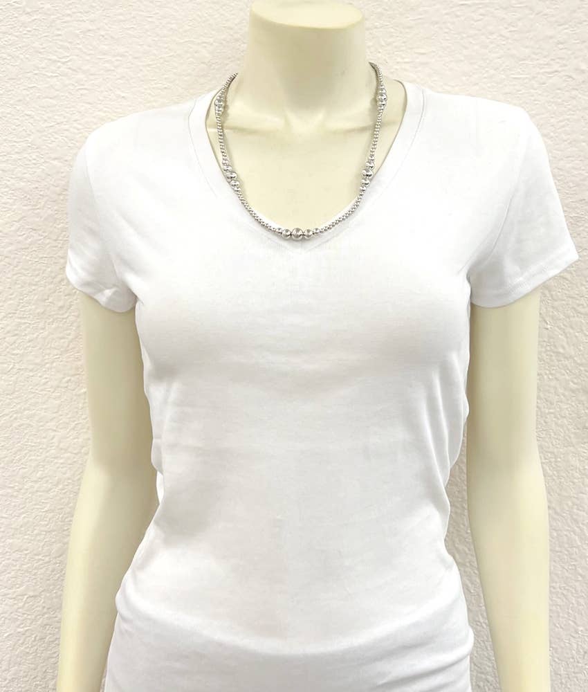 Faux Silver 22" Silver Western Bead Necklace