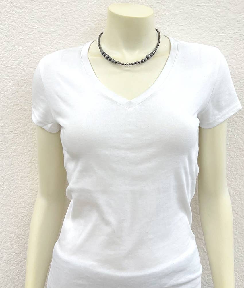 Faux Silver 16" Western Bead Necklace