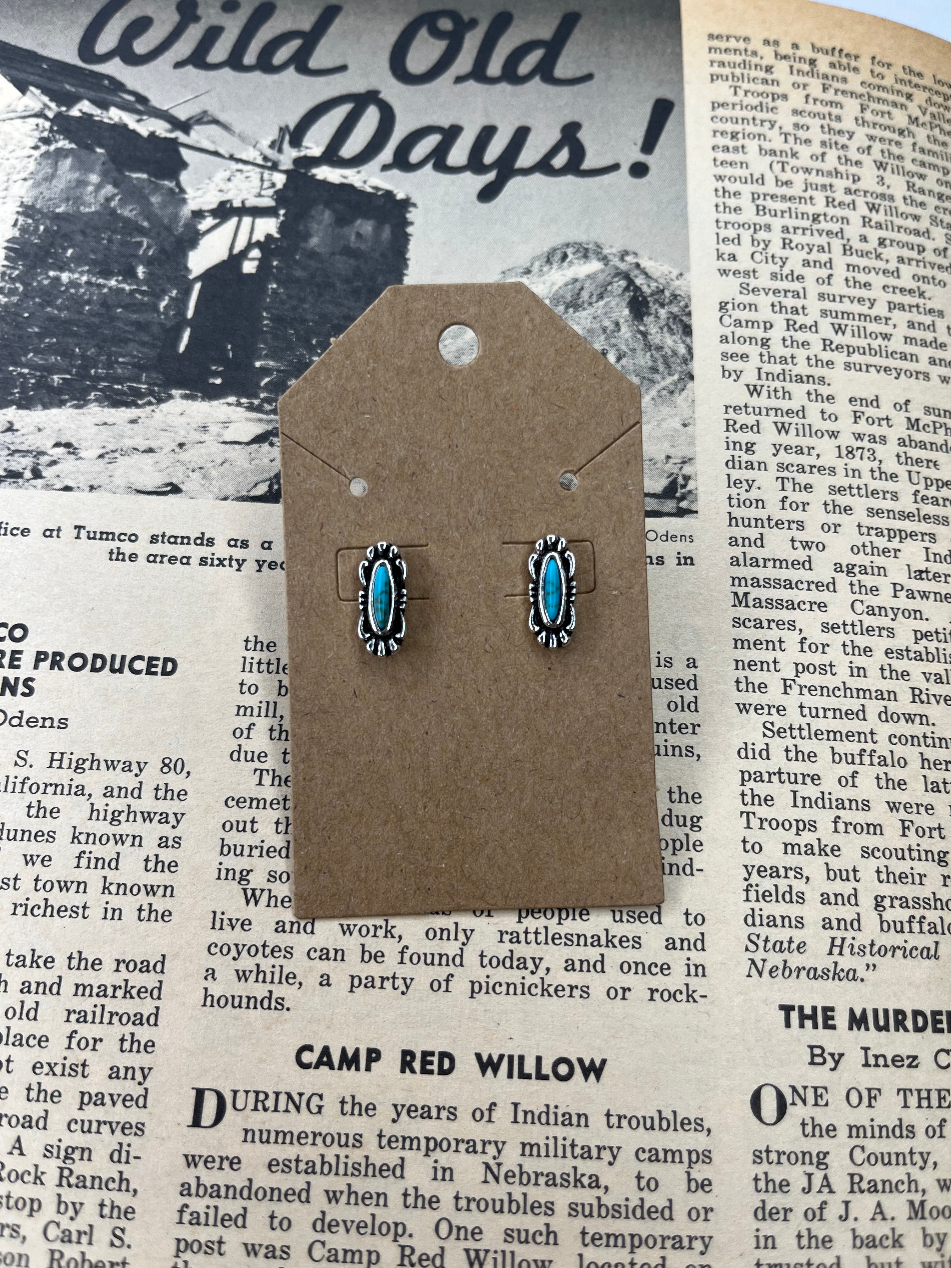 Faux Silver Oval Detailed Studs