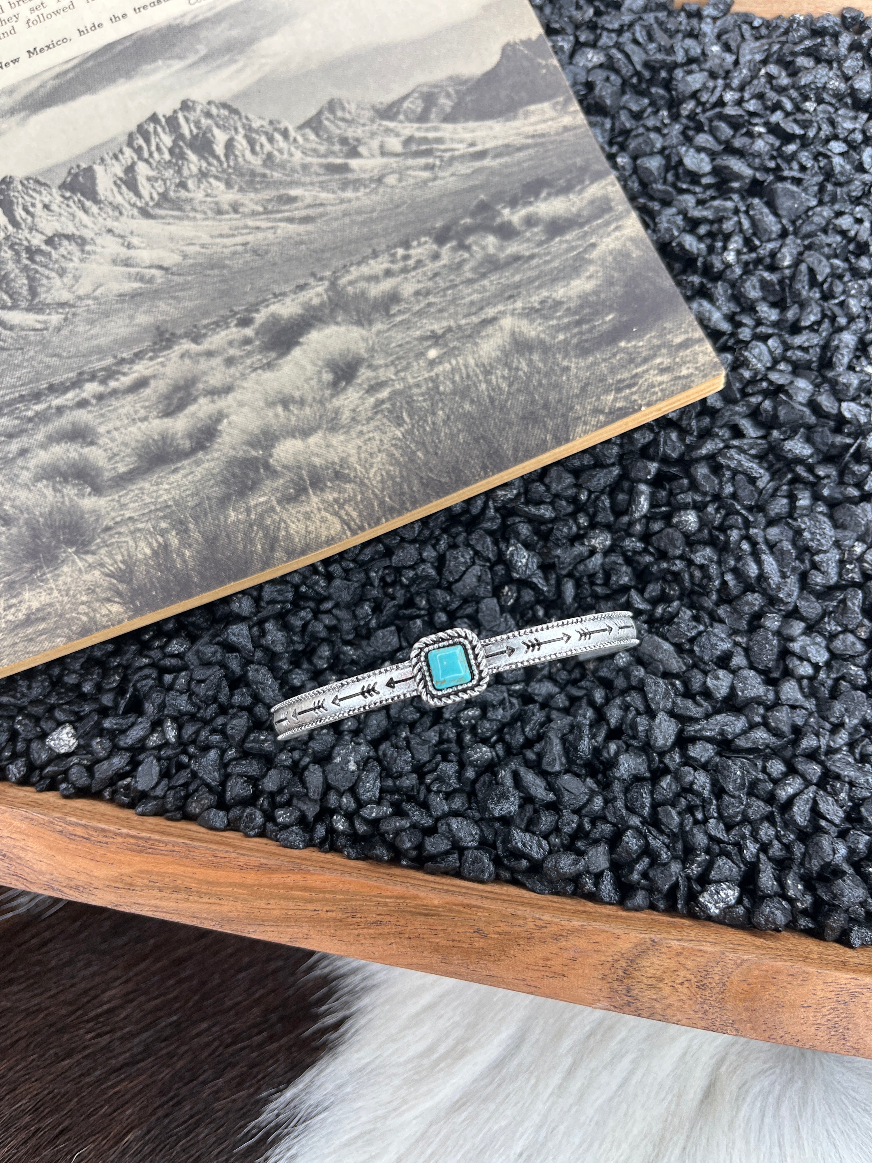 Small Square Turquoise Cuff Bracelet