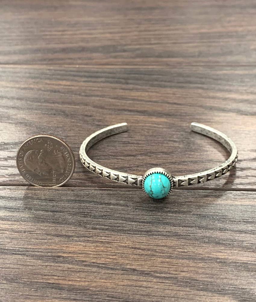 Faux Silver 10mm Turquoise Cuff Bracelet