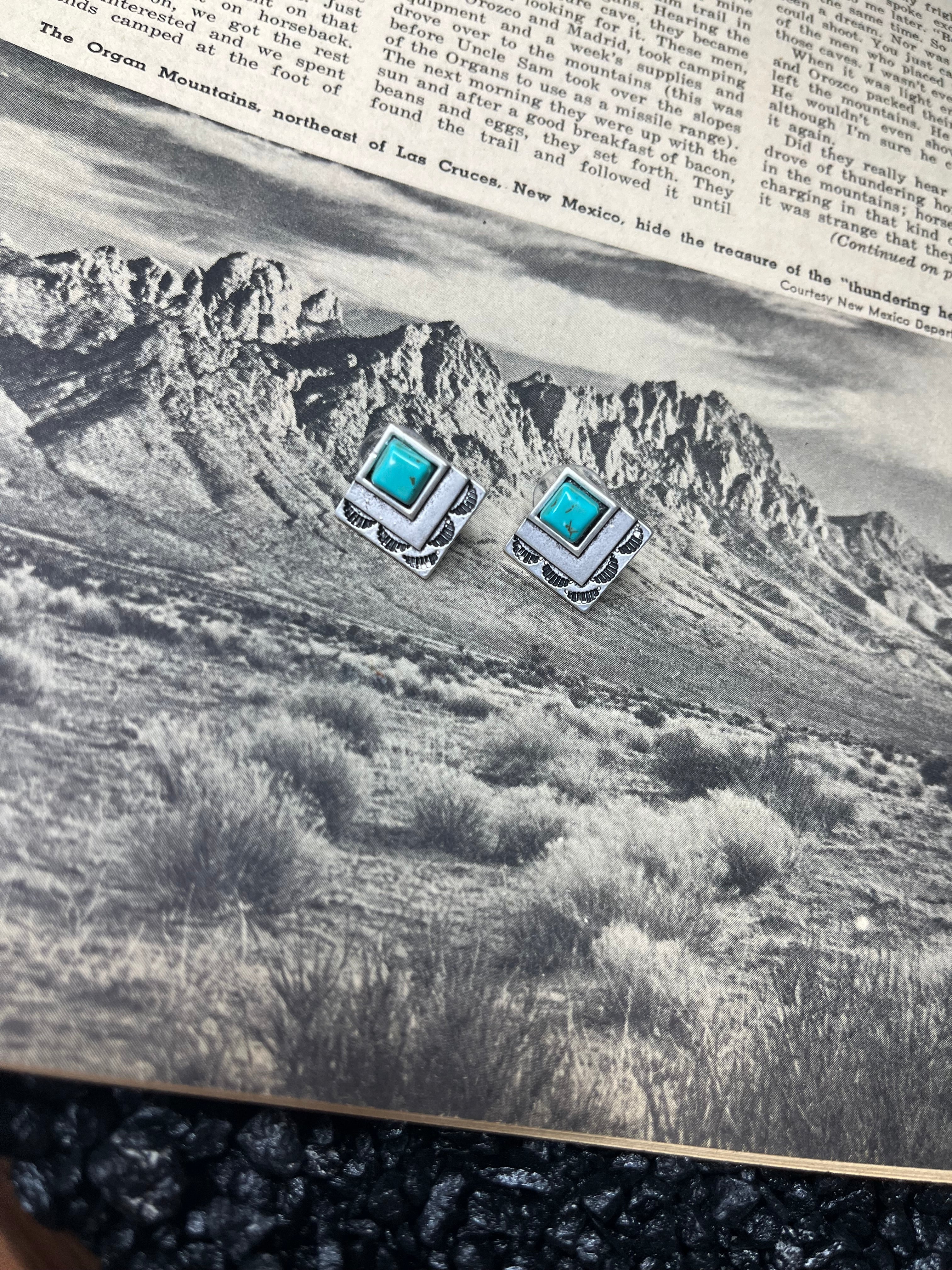Boho Turquoise and Silver Studs