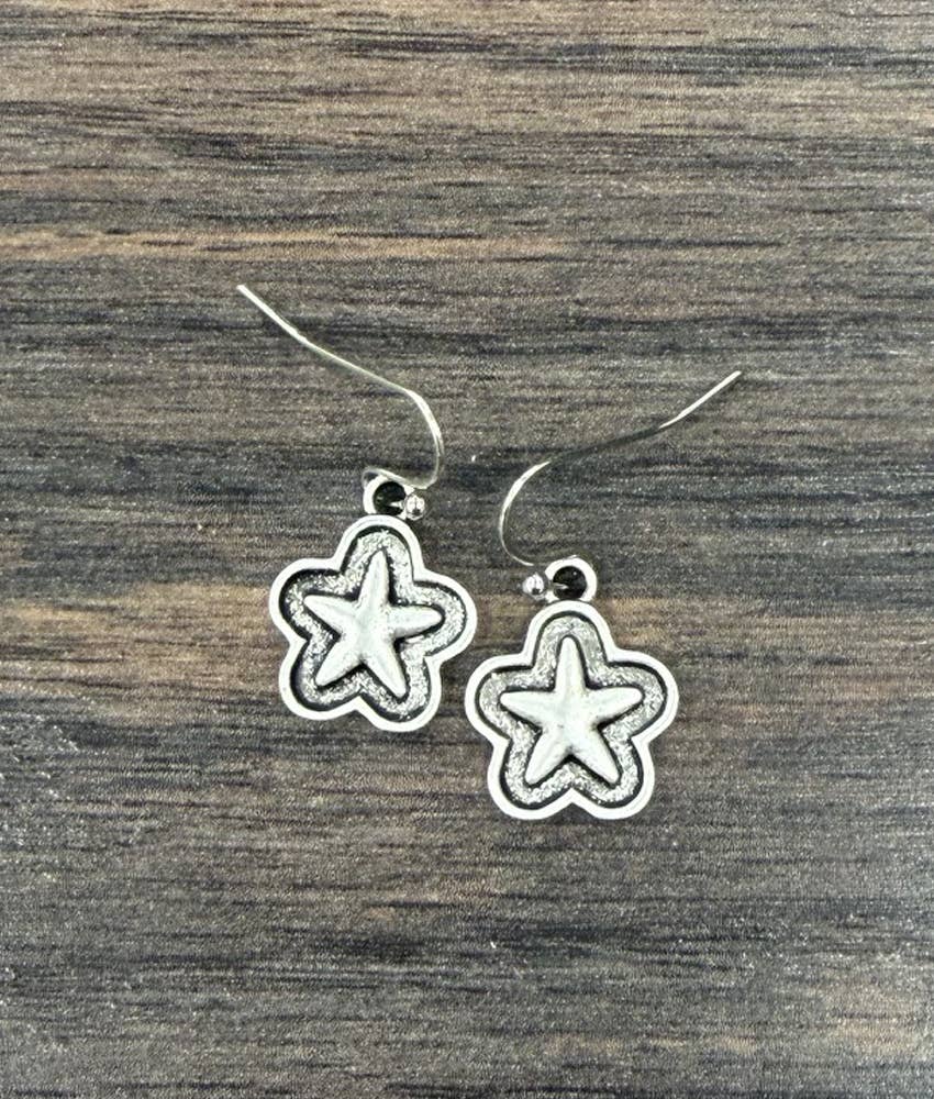 Faux Silver 15mm Star Earrings
