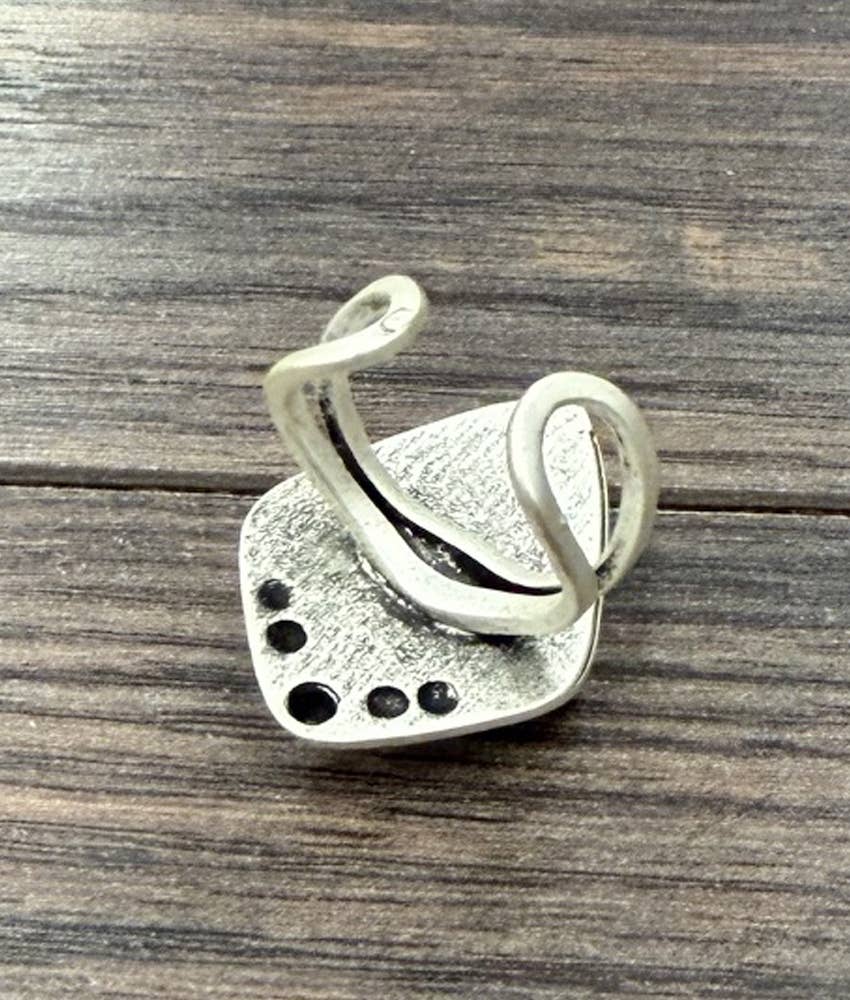 Faux Silver 1.2" Western Gemstone Adjustable Ring