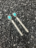 Faux Silver and Turquoise Stud Dangle Earrings Aztech Print