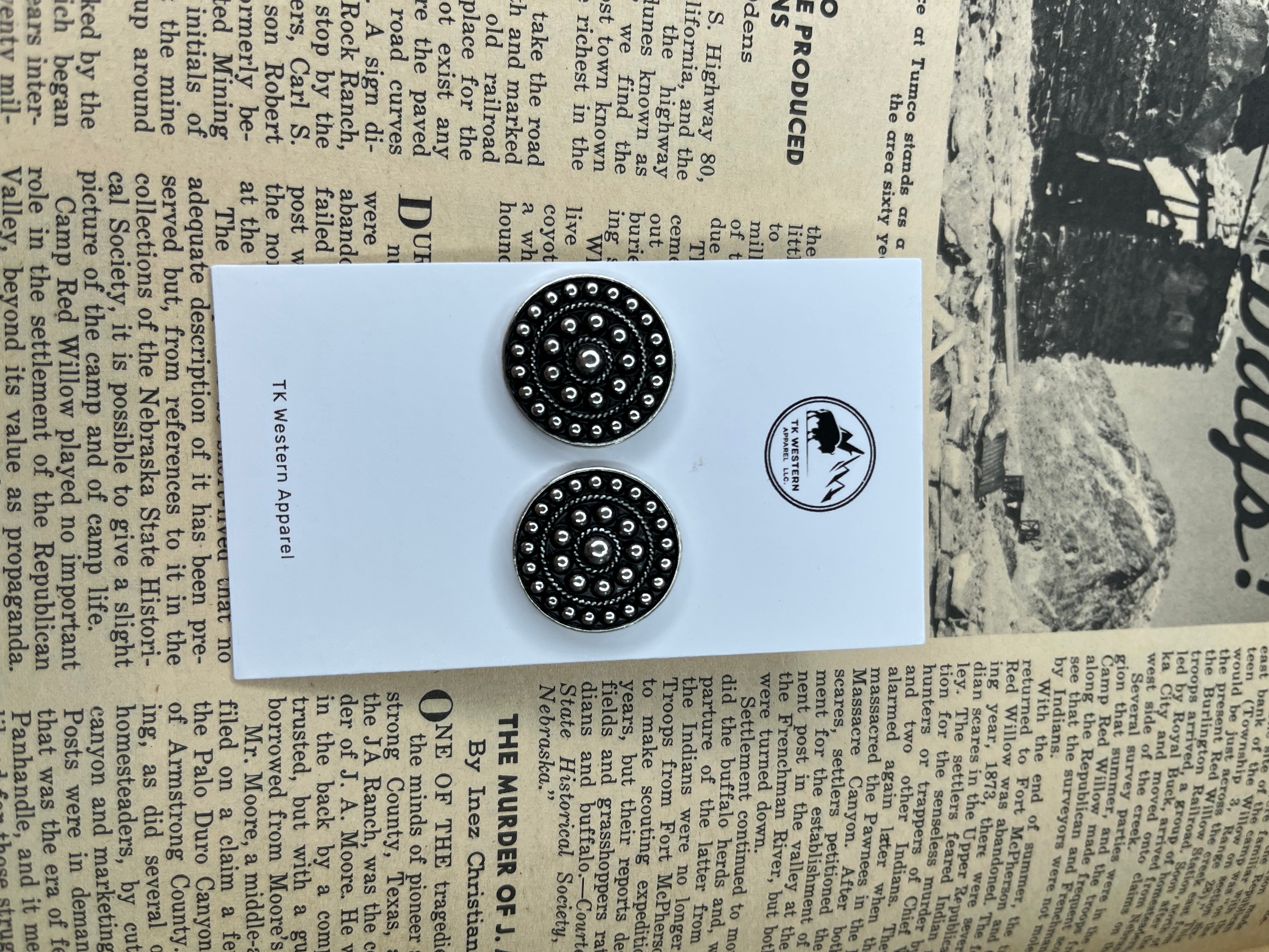 Faux Silver Round Detailed Studs