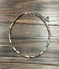 Faux Silver 16" Western 12mm Gemstone Necklace