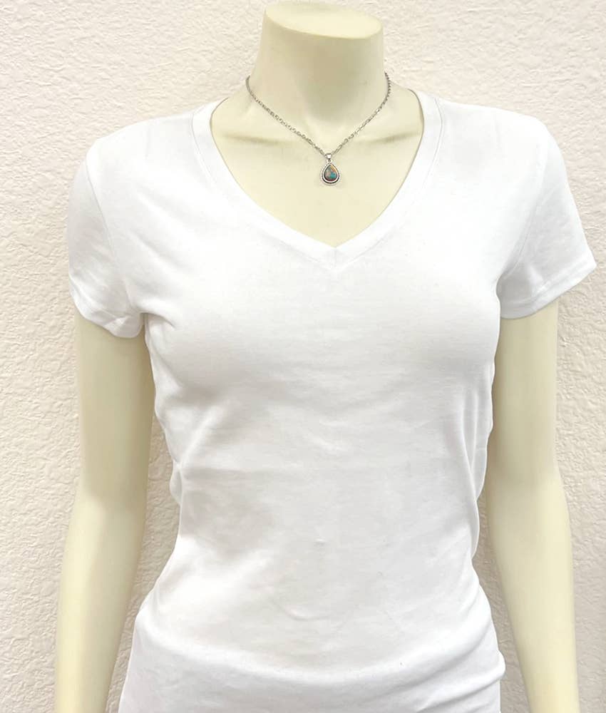 Faux Silver 16" Gemstone Chain Necklace