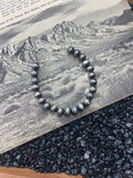8mm Faux Silver Pearls Bracelet 7”