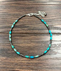 Faux Silver Pearls and Turquoise Necklace