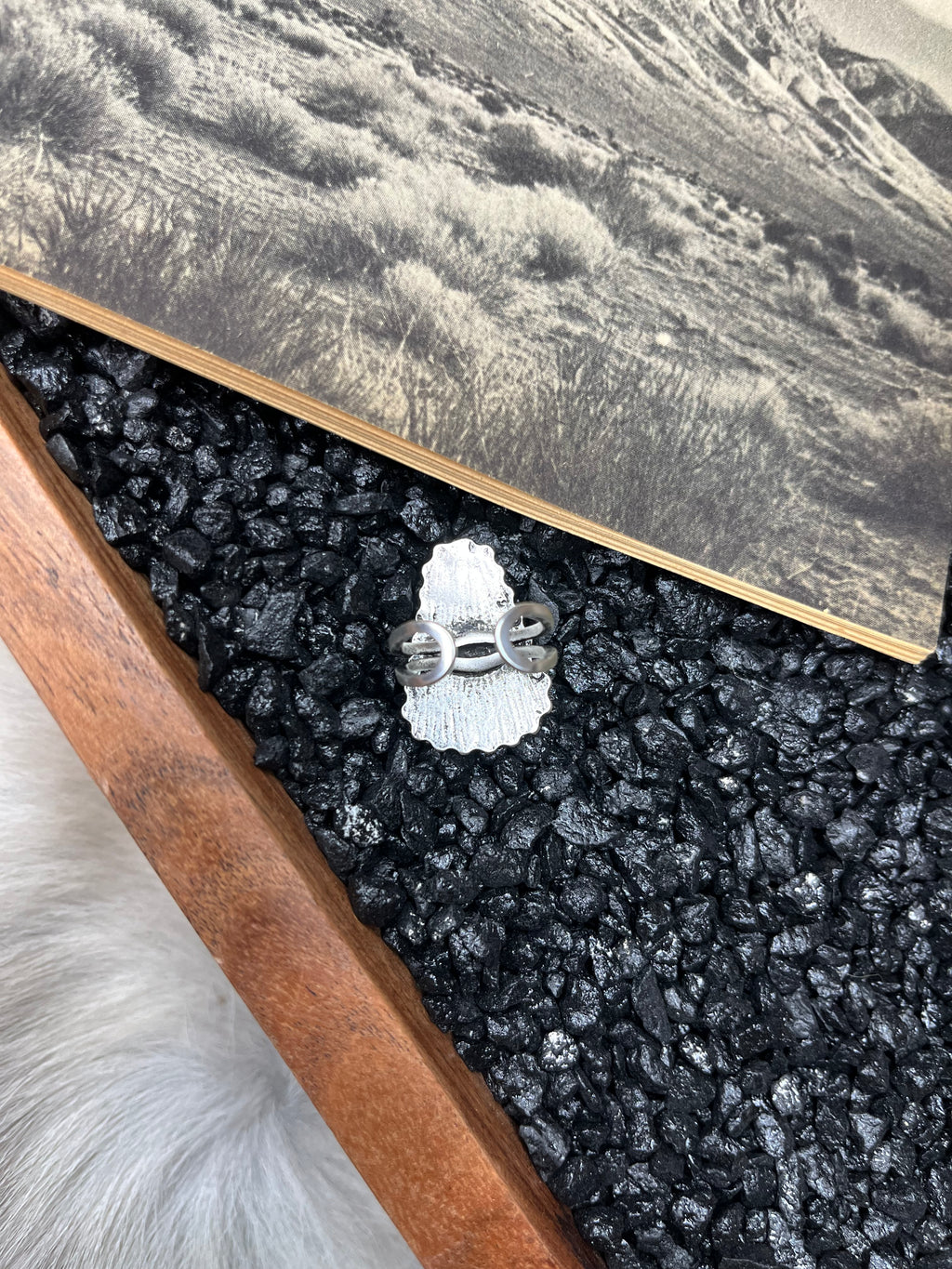 Faux Silver and White Gemstone Adjustable Ring