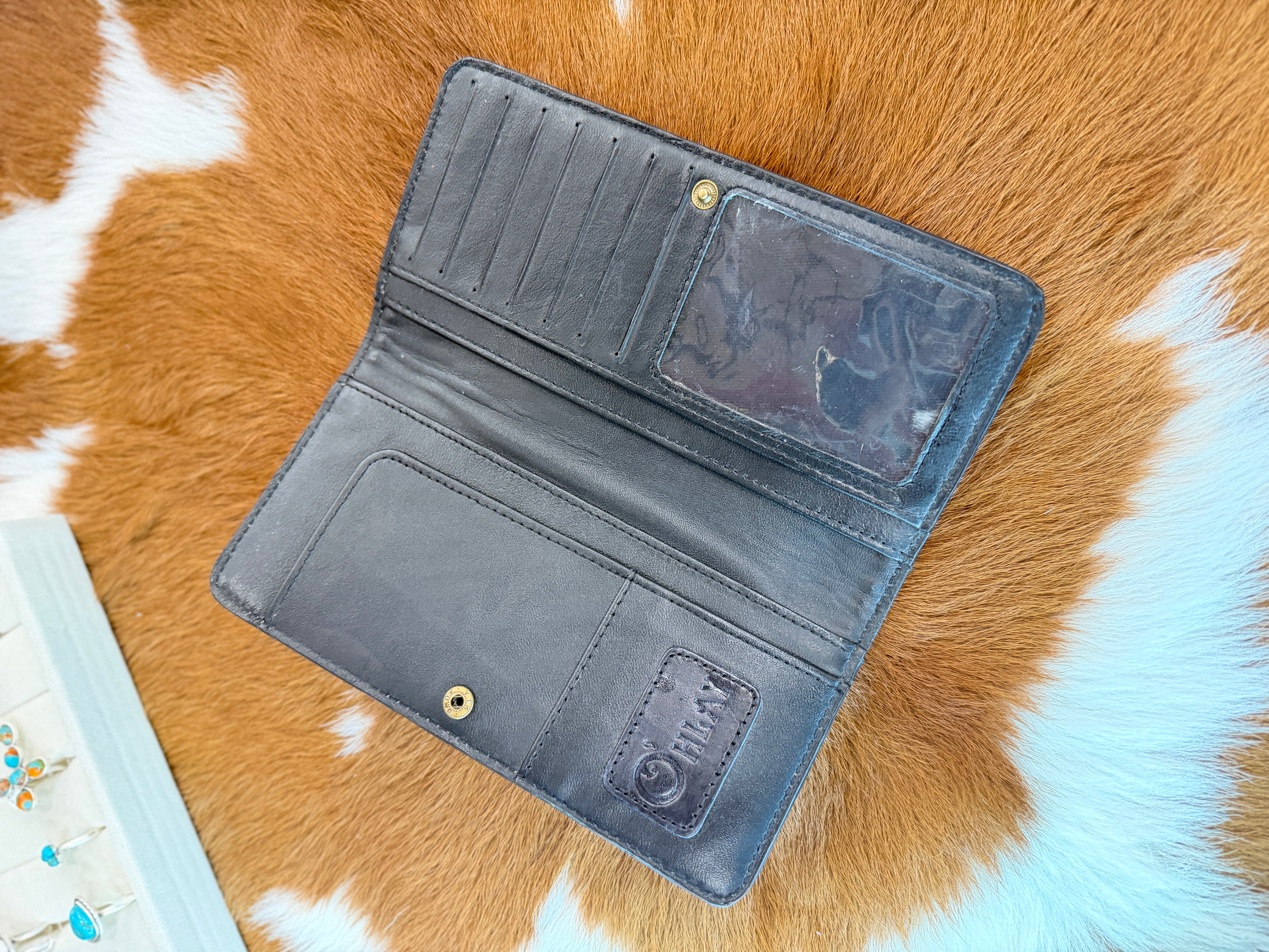 O'hlay Tooled Leather Checkered Wallet