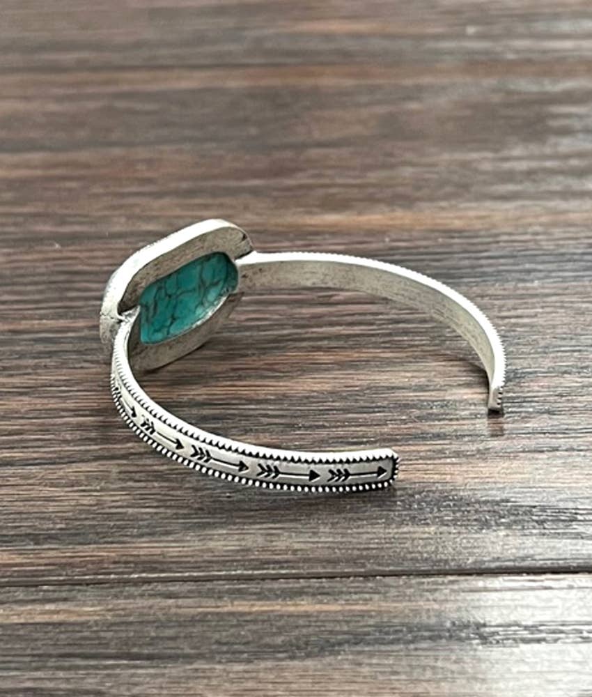 Faux Silver Western Turquoise Cuff Bracelet