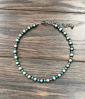 Faux Silver 16" 10mm Oval Western Bead Necklace