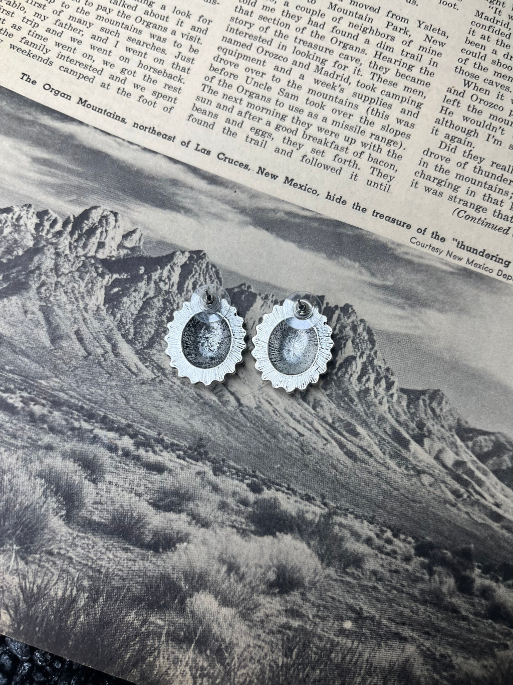 Faux Silver Boho Oval Studs