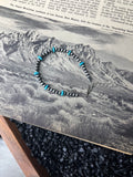 Faux 4mm Silver Pearls and 6mm Turquoise Saucer Bead Bracelet