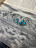 Faux Silver and Turquoise 3 Stone Detailed Stud Earrings