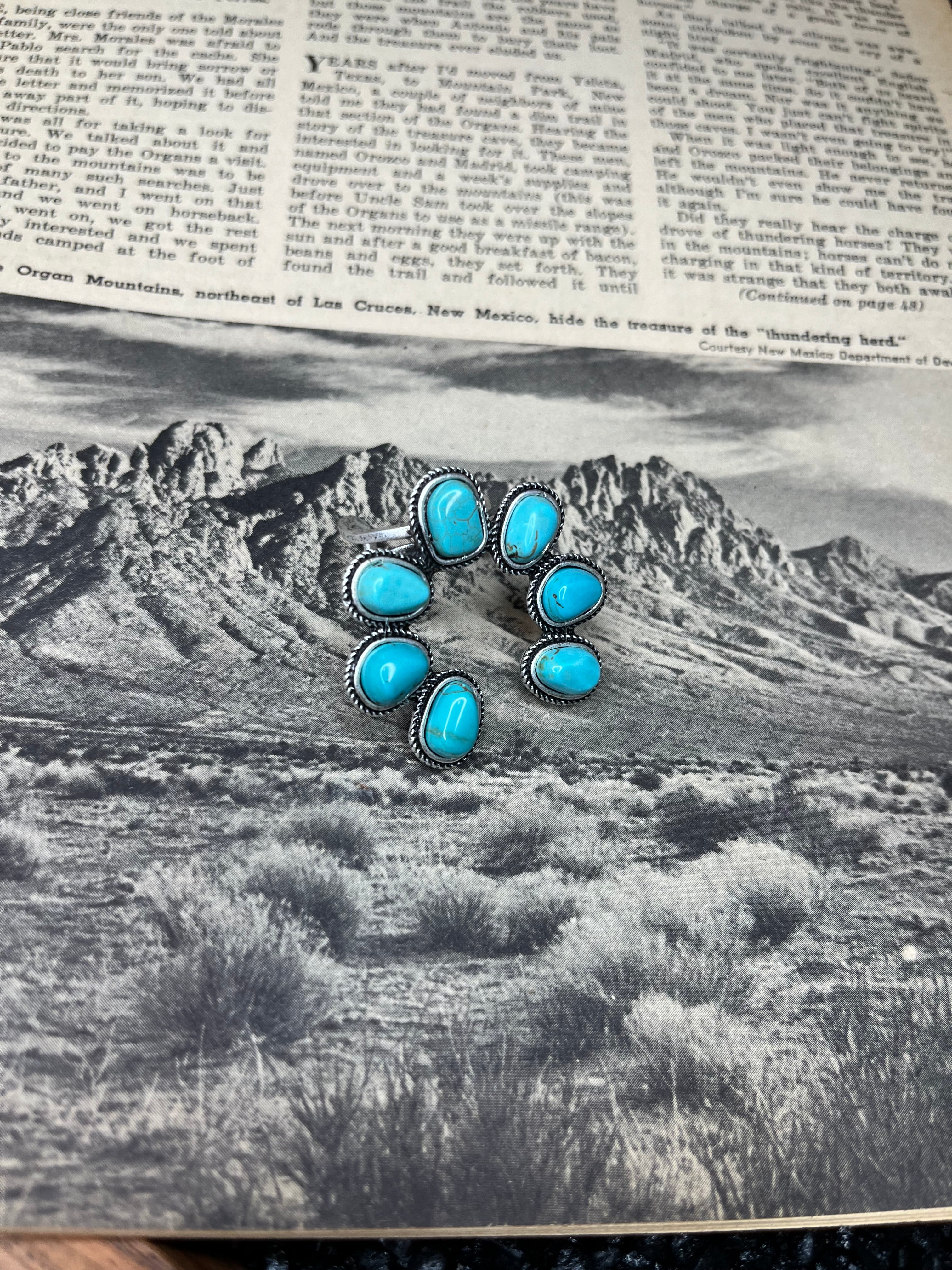 Faux Silver and Turquoise Squash Ring