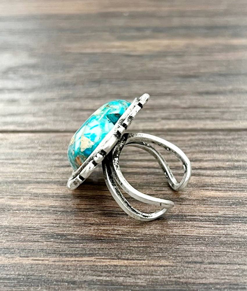 Heart Gemstone Adjustable Ring