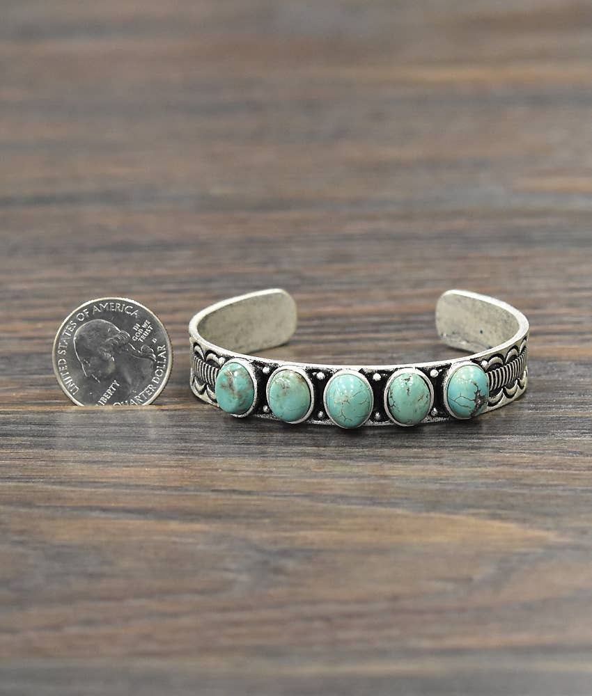 Faux Silver and Turquoise Cuff Bracelet