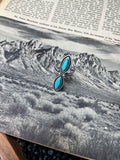 Faux Silver and Turquoise Diamond Shape Adjustable Ring