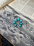 Faux Silver and Turquoise Squash Ring