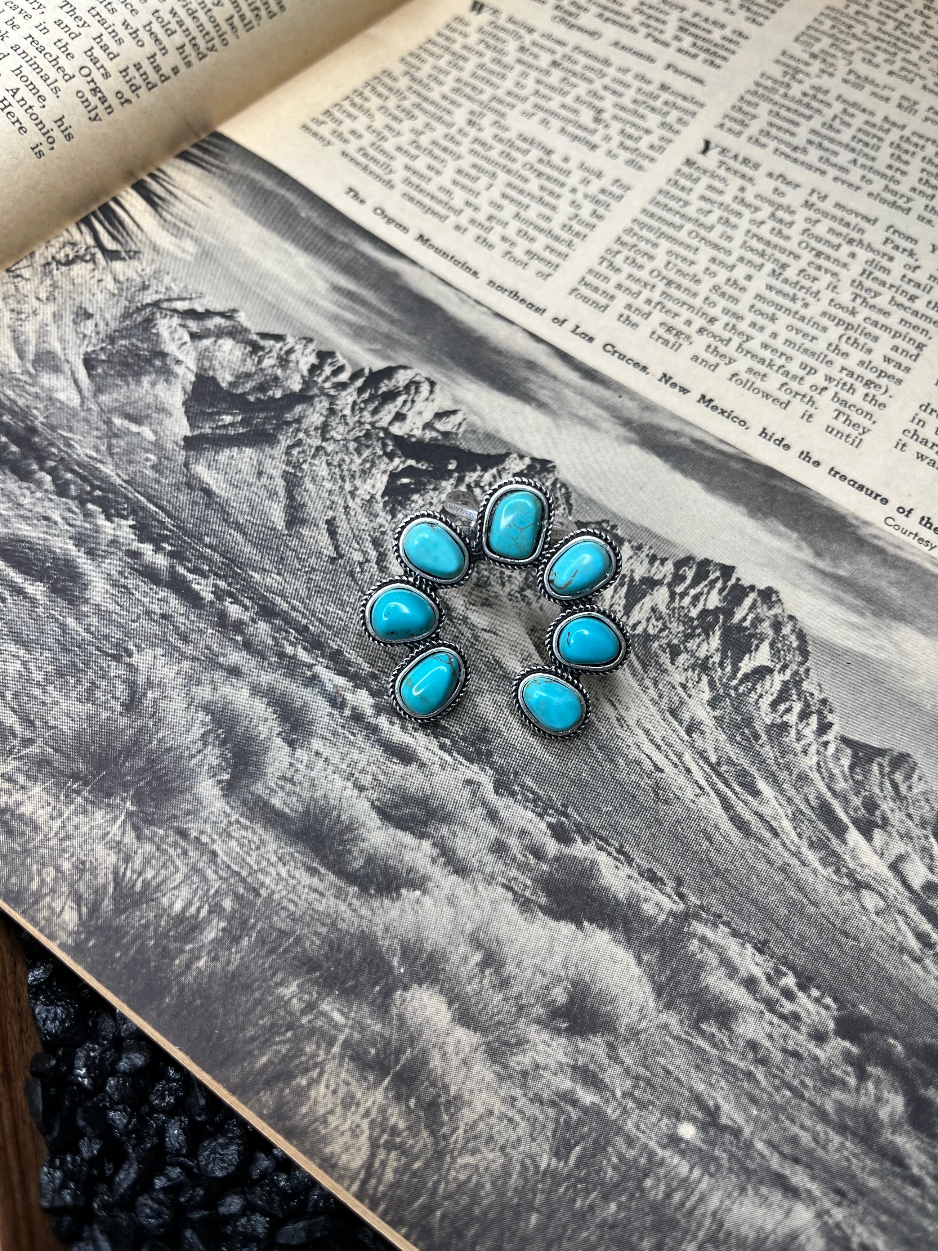 Faux Silver and Turquoise Squash Ring