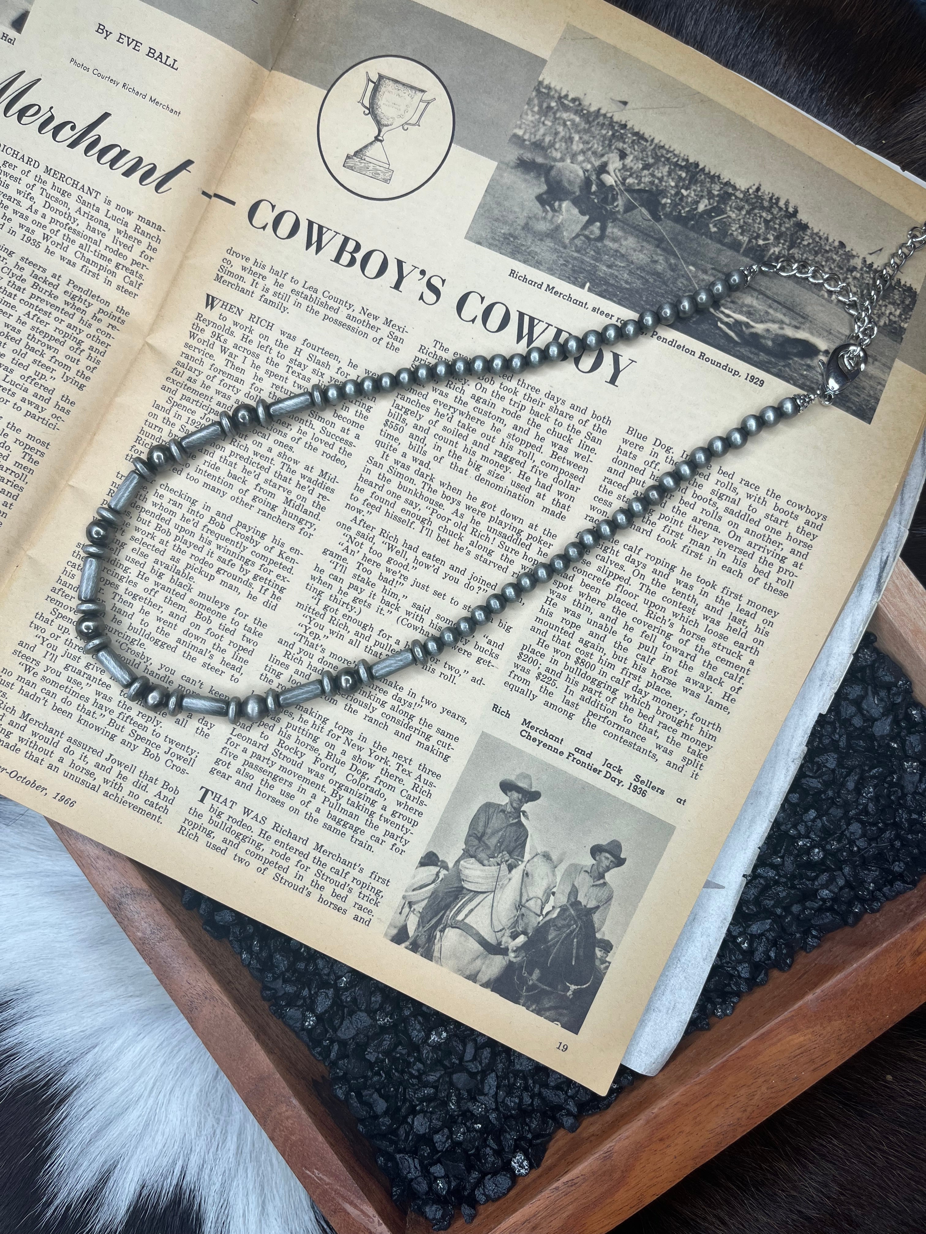 18” Faux Navajo Pearls with Cylinder Beads Necklace