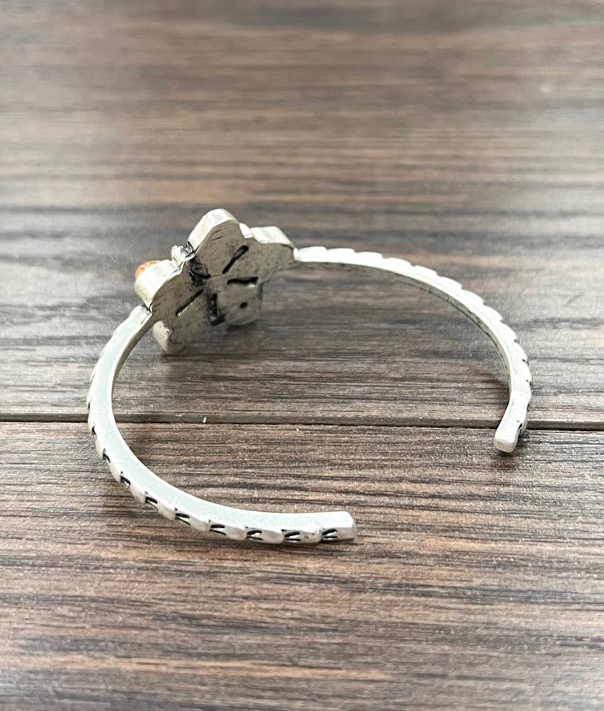 Faux Silver Western Gemstone Cuff Bracelet