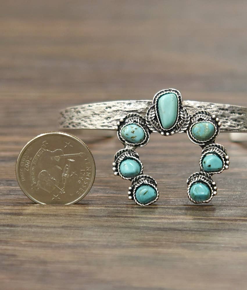 Faux Silver Squash Turquoise Cuff Bracelet