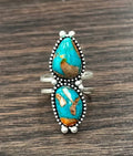 Faux Silver 1.5" Western Gemstone Adjustable Ring