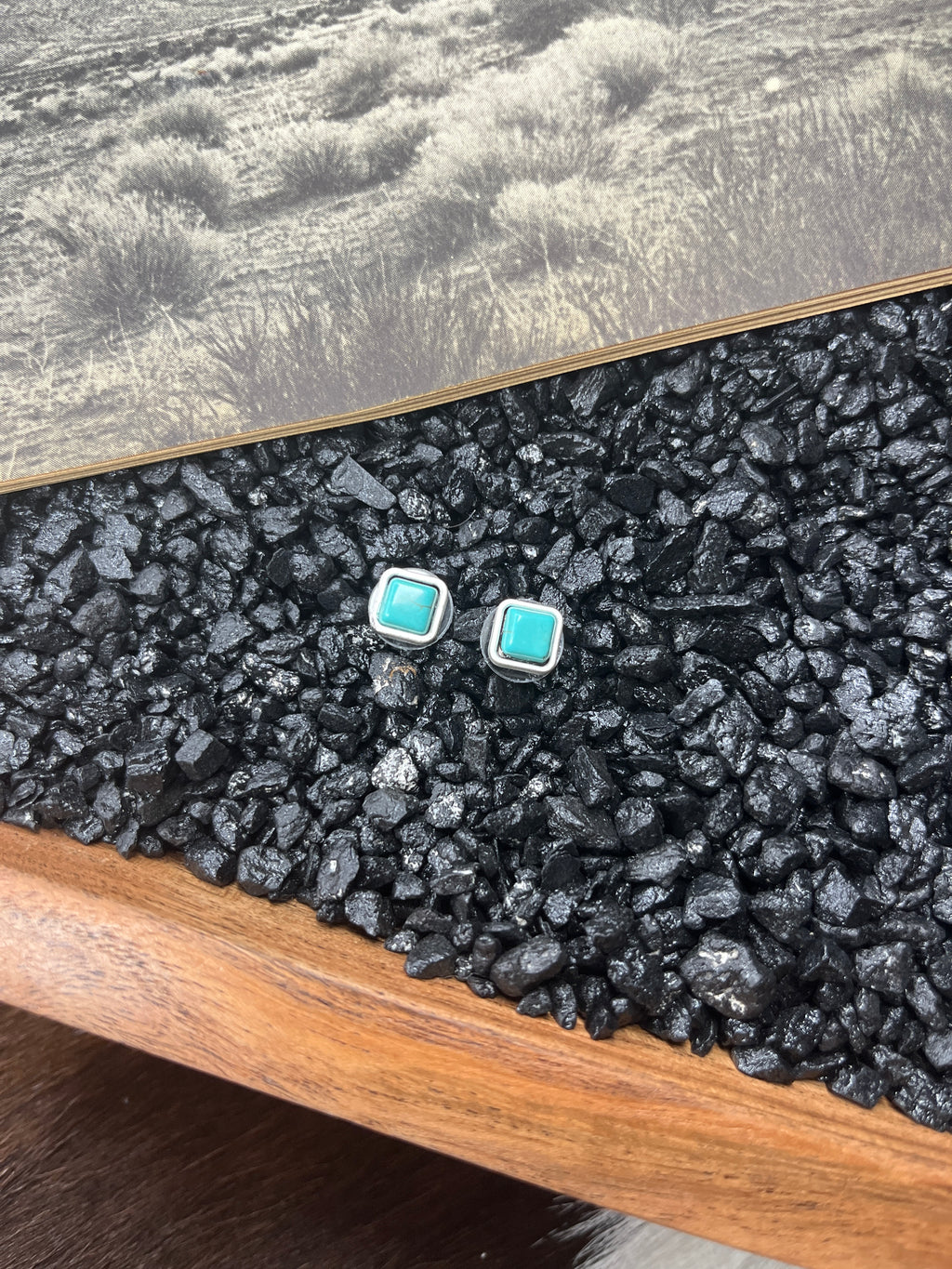 5mm Faux Turquoise Square Studs