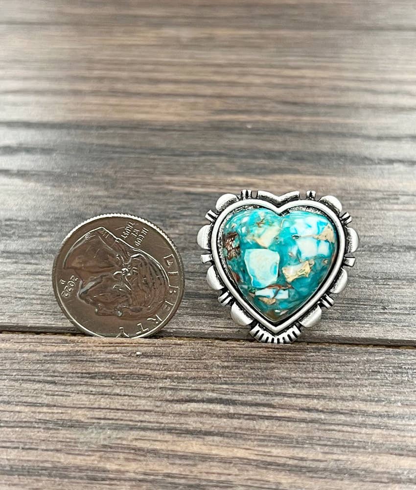 Heart Gemstone Adjustable Ring