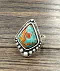 Faux Silver 1.2" Western Gemstone Adjustable Ring