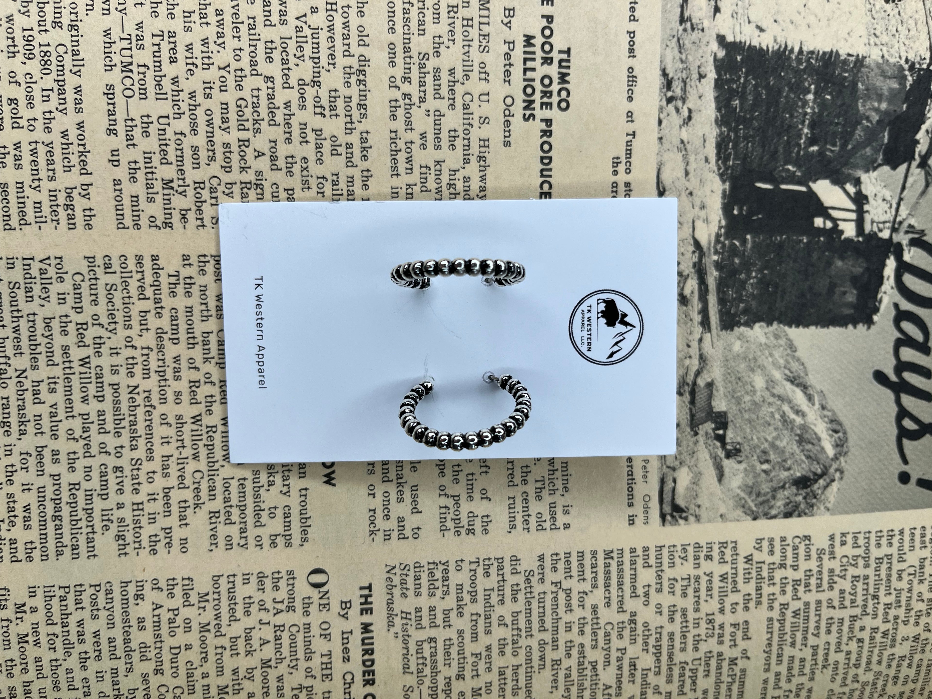Faux Silver Dotted Hoops