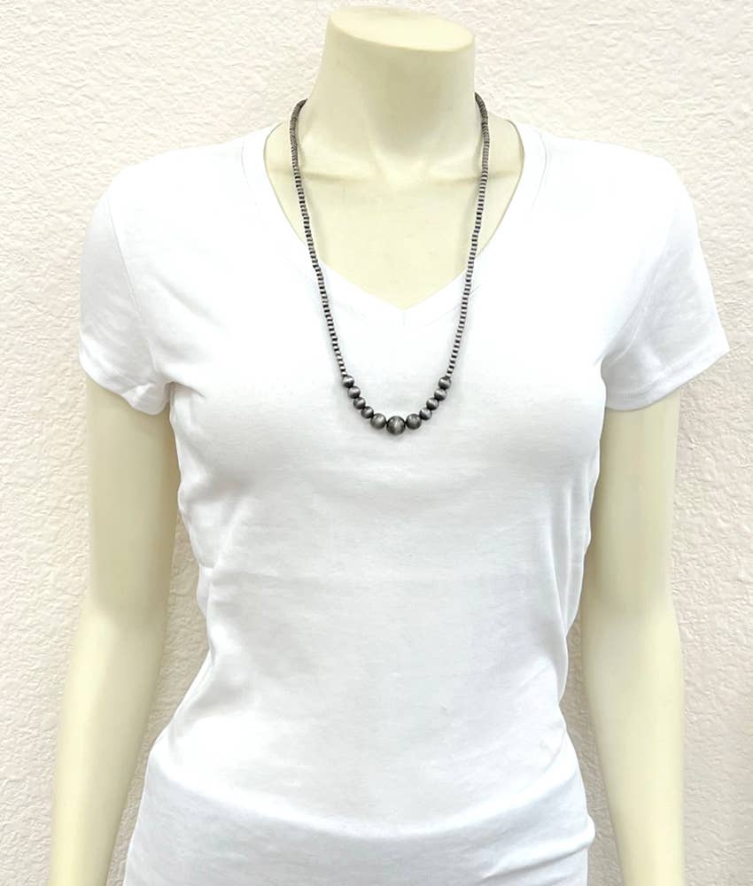 Faux Silver 26" Western Bead Necklace