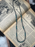 28” Faux Silver Pearls and Dark Turquoise Beads