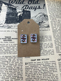 Faux Silver Queen Card Studs