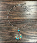 Faux Silver 16" Western Gemstone Necklace