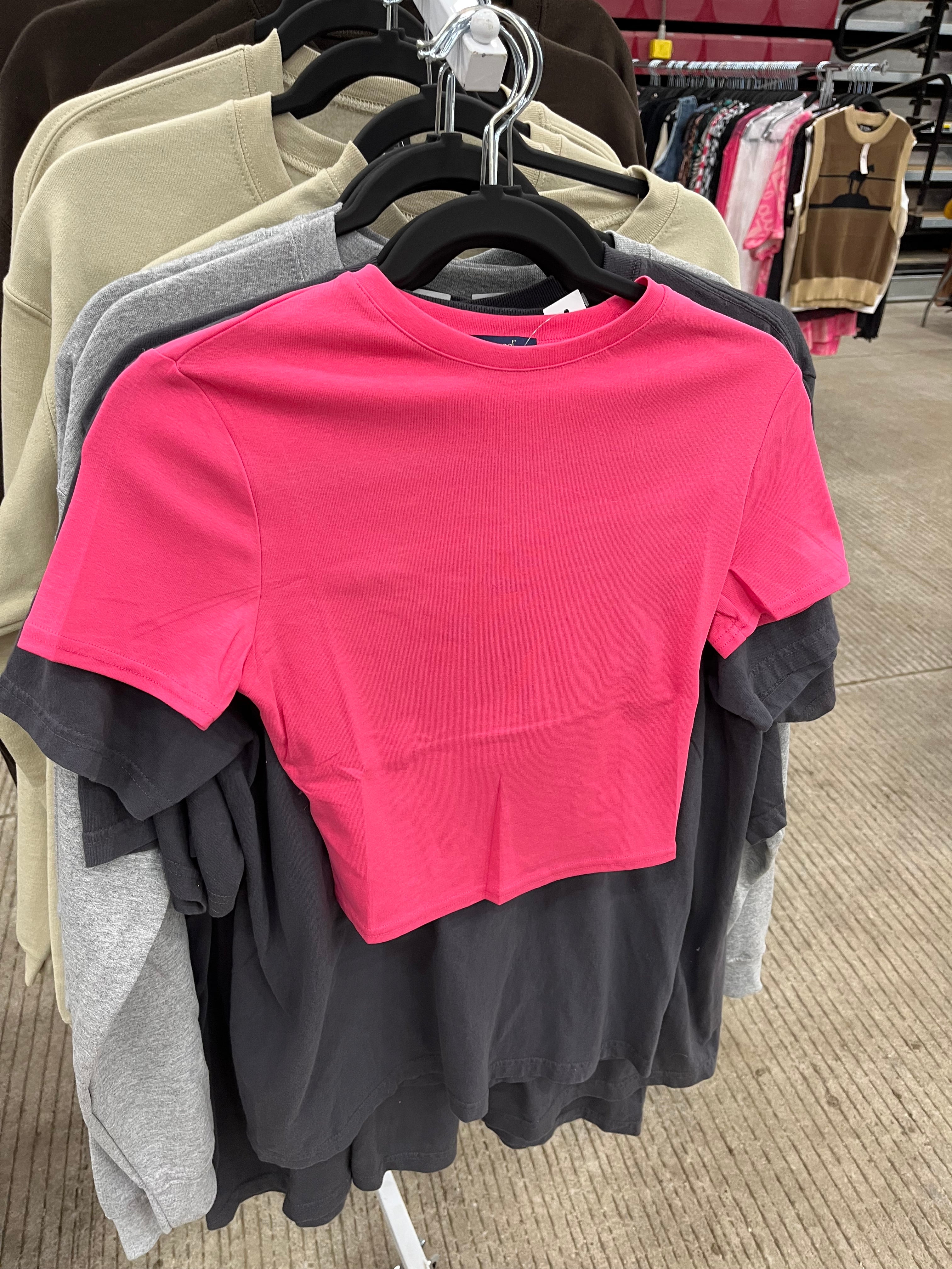 Plain Pink Tight Short Sleeve