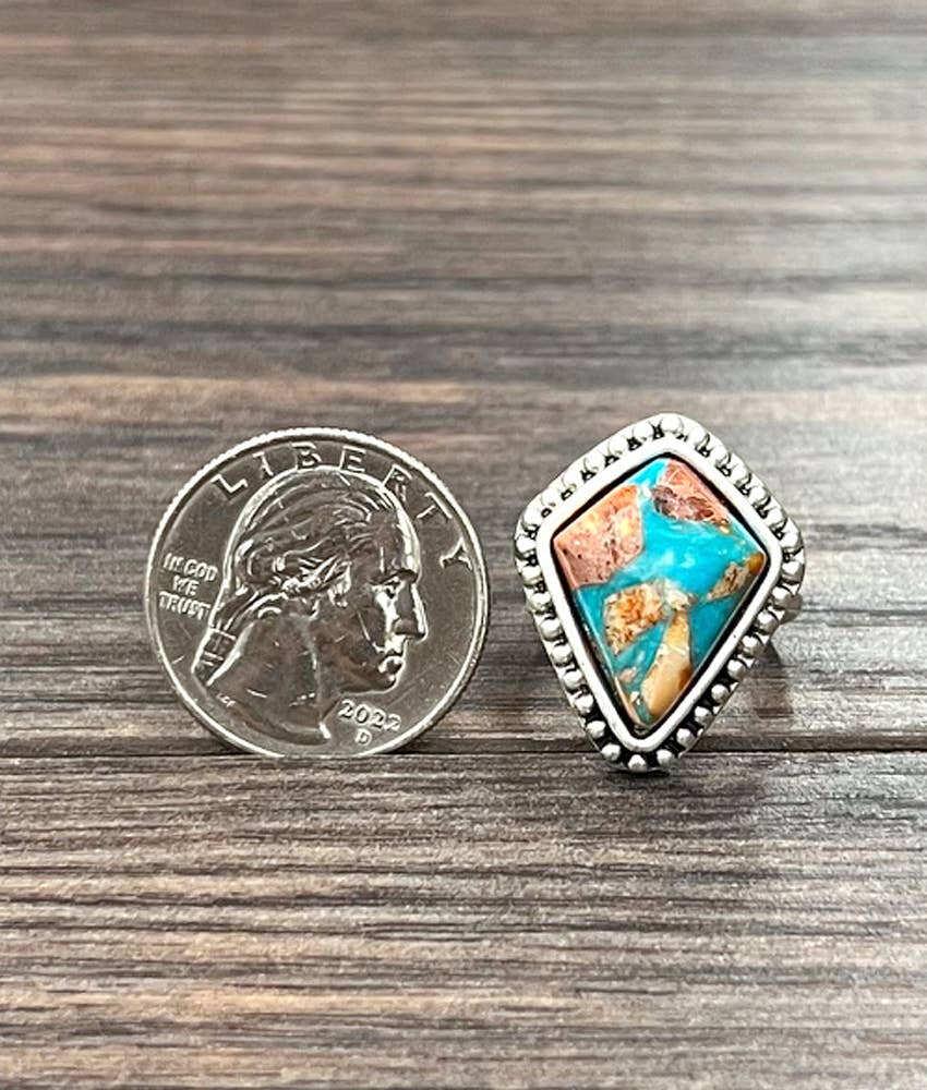 Faux Silver Arrowhead Gemstone Adjustable Ring