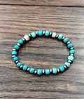 Faux Silver Western Faceted Gemstone Stretch Bracelet