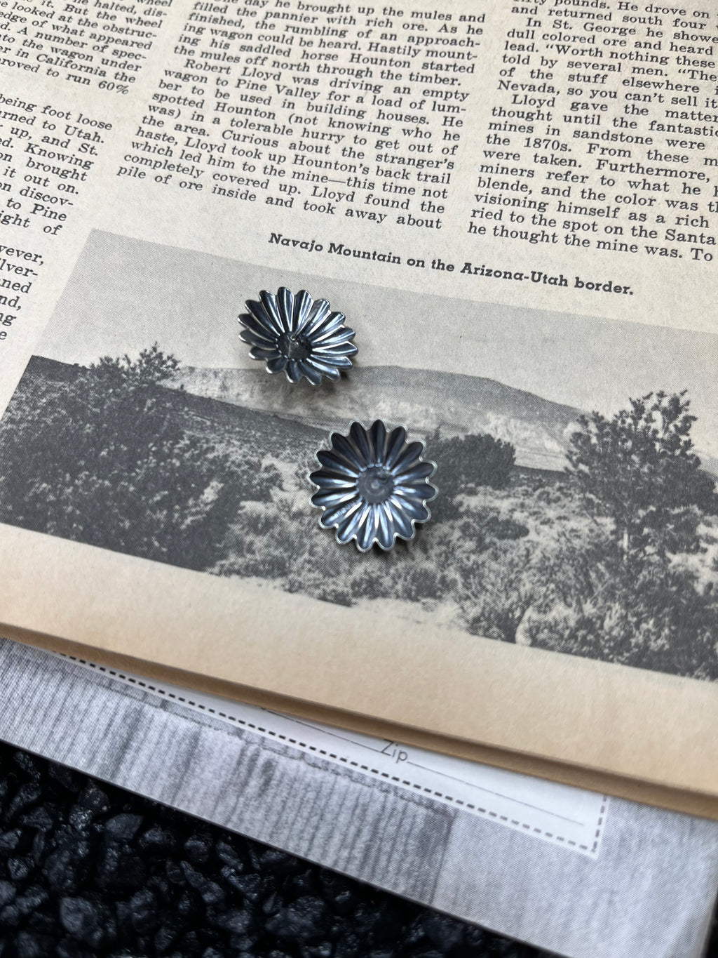 Sterling Silver and Kingman Turquoise Concho Earrings
