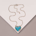 Faux Silver Western Marbled Turquoise Heart Pendant