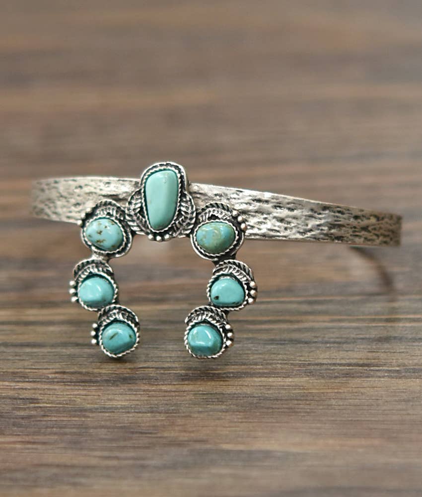 Faux Silver Squash Turquoise Cuff Bracelet