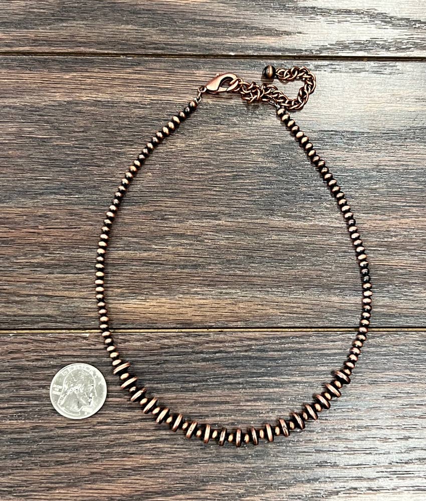 Faux Copper 15" Copper Western Bead Necklace