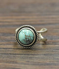 Faux Silver 10mm Turquoise Adjustable Ring