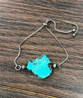 Faux Silver Slab Turquoise Adjustable Bracelet