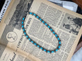 16” Faux Silver Saucer Pearls and Faux Turquoise Barrel Beads Necklace